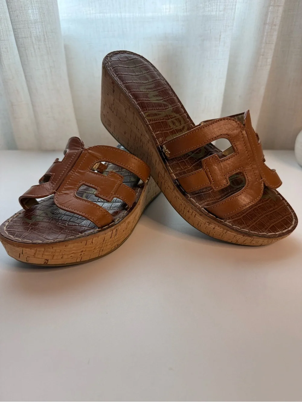 Sam Edelman Women's Brown Cork Wedge Slide Sandals - Size 10
